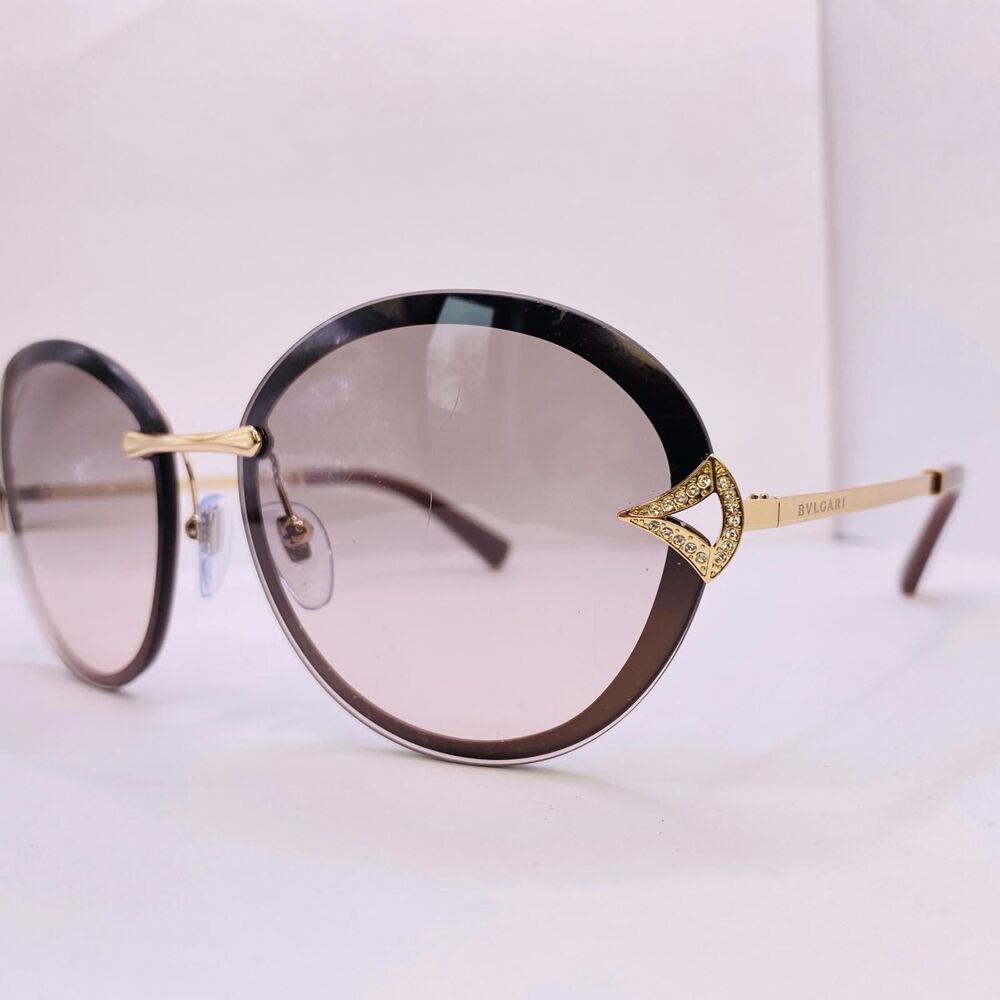 Bvlgari Sunglasses Frame Gold Bronze 6101-B 2037/3B 61 [] 15 135 Italy Authentic